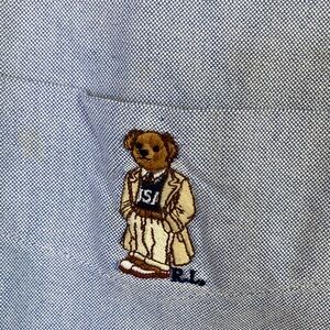 Ralph Lauren Mens Blake Light Blue Button Down Shirt Size Medium Cotton Flaws